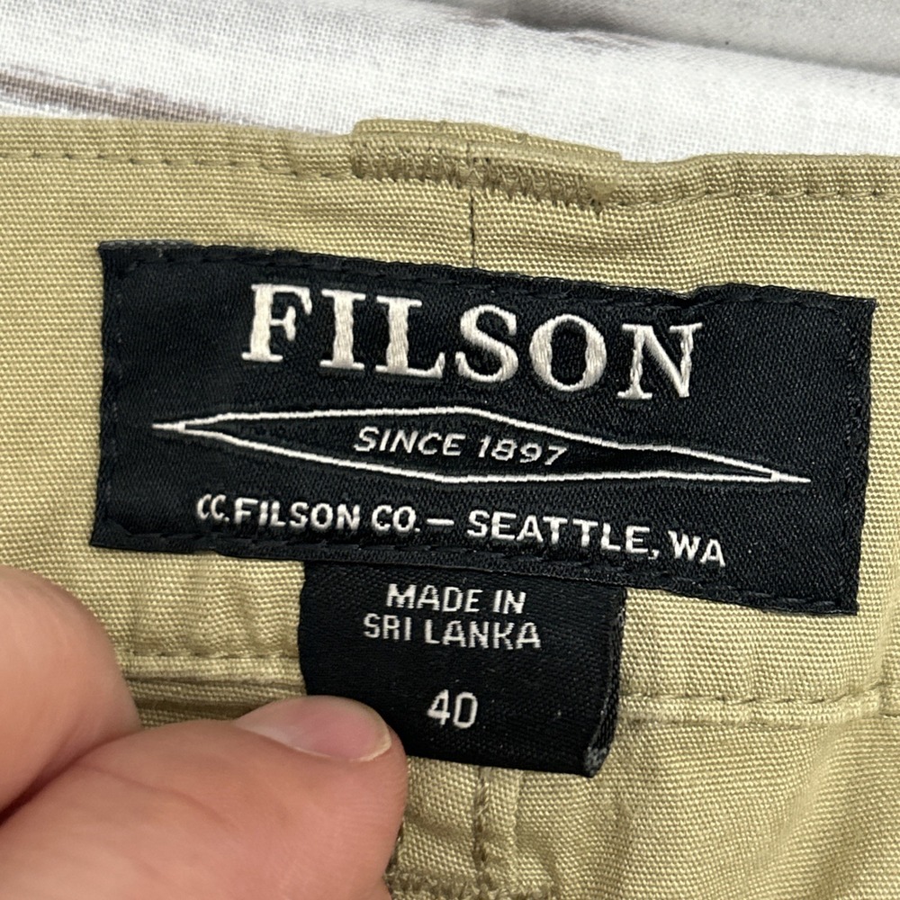 Filson Men’s Olive Cotton Blend Shorts - Picture 4 of 9